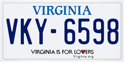 VA license plate VKY6598