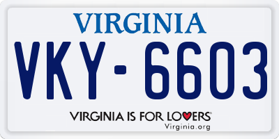 VA license plate VKY6603