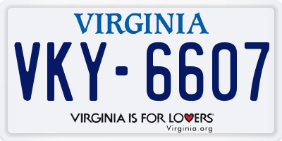 VA license plate VKY6607