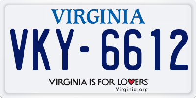 VA license plate VKY6612