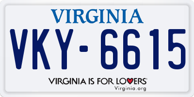VA license plate VKY6615