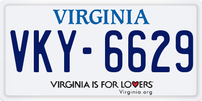 VA license plate VKY6629