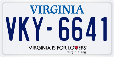 VA license plate VKY6641