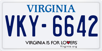 VA license plate VKY6642