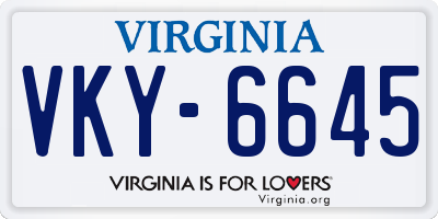 VA license plate VKY6645