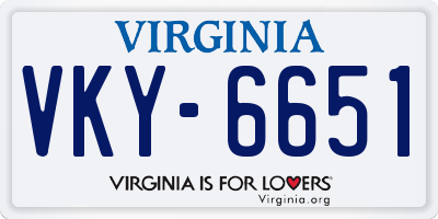 VA license plate VKY6651