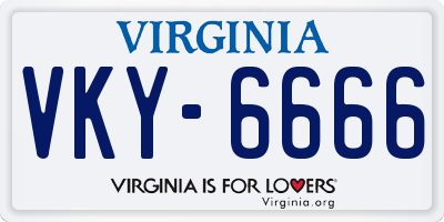 VA license plate VKY6666