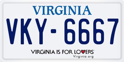 VA license plate VKY6667