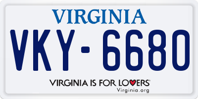 VA license plate VKY6680