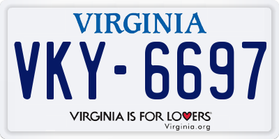 VA license plate VKY6697