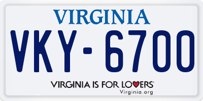 VA license plate VKY6700