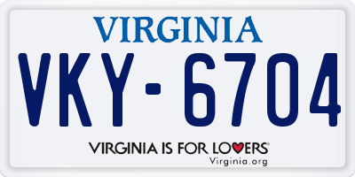 VA license plate VKY6704