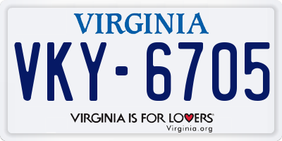 VA license plate VKY6705
