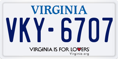 VA license plate VKY6707