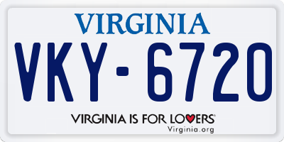 VA license plate VKY6720