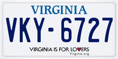 VA license plate VKY6727
