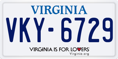 VA license plate VKY6729
