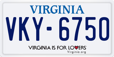 VA license plate VKY6750