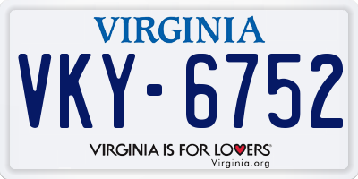 VA license plate VKY6752