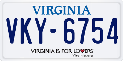 VA license plate VKY6754