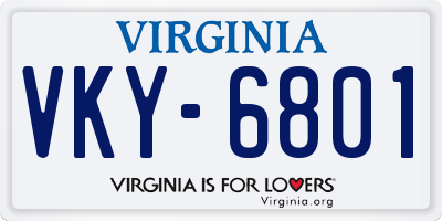 VA license plate VKY6801