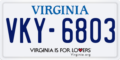 VA license plate VKY6803