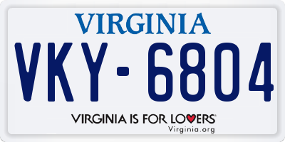 VA license plate VKY6804