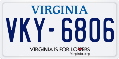 VA license plate VKY6806