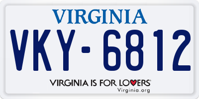 VA license plate VKY6812