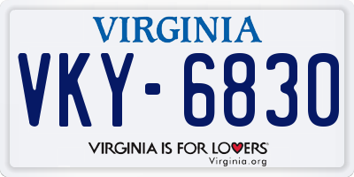 VA license plate VKY6830