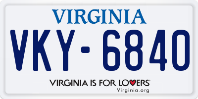 VA license plate VKY6840