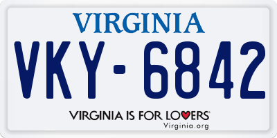 VA license plate VKY6842