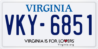 VA license plate VKY6851