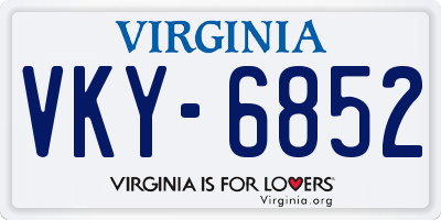 VA license plate VKY6852