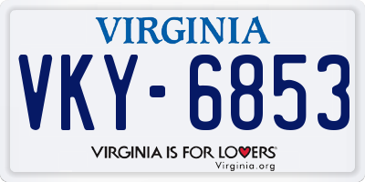 VA license plate VKY6853