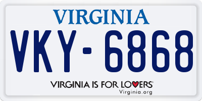 VA license plate VKY6868