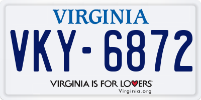 VA license plate VKY6872