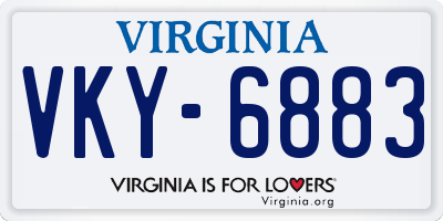 VA license plate VKY6883