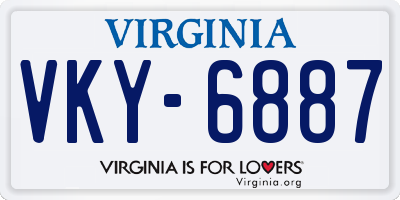 VA license plate VKY6887
