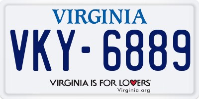 VA license plate VKY6889