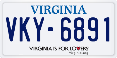VA license plate VKY6891