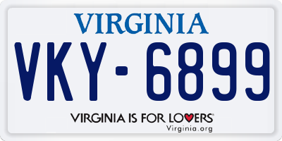 VA license plate VKY6899