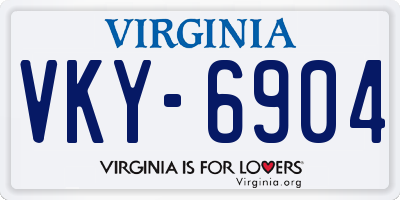 VA license plate VKY6904