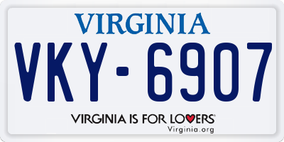 VA license plate VKY6907