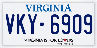 VA license plate VKY6909