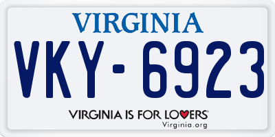 VA license plate VKY6923