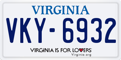 VA license plate VKY6932