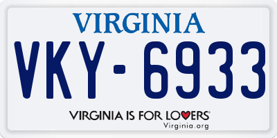 VA license plate VKY6933