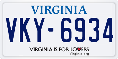 VA license plate VKY6934