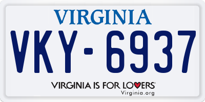 VA license plate VKY6937